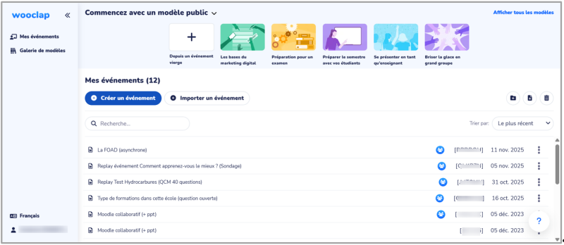 Accueil Wooclap en connexion directe